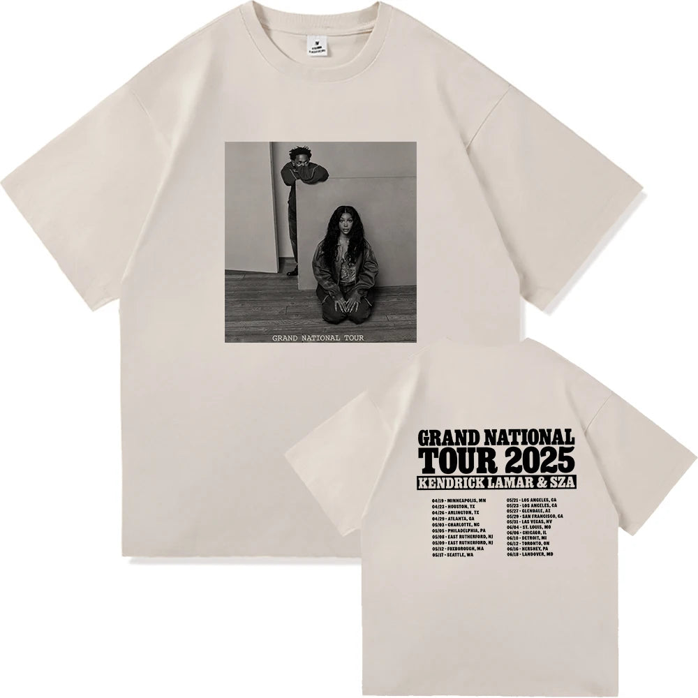 Kendrick Lamar & SZA Tour 2025 Vintage T-Shirt – Harajuku Streetwear, Unisex Oversized Cotton Tee