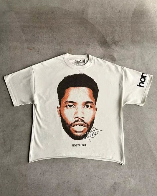 Vintage Oversized Frank Ocean Portrait Tee – Y2K Streetwear Essential