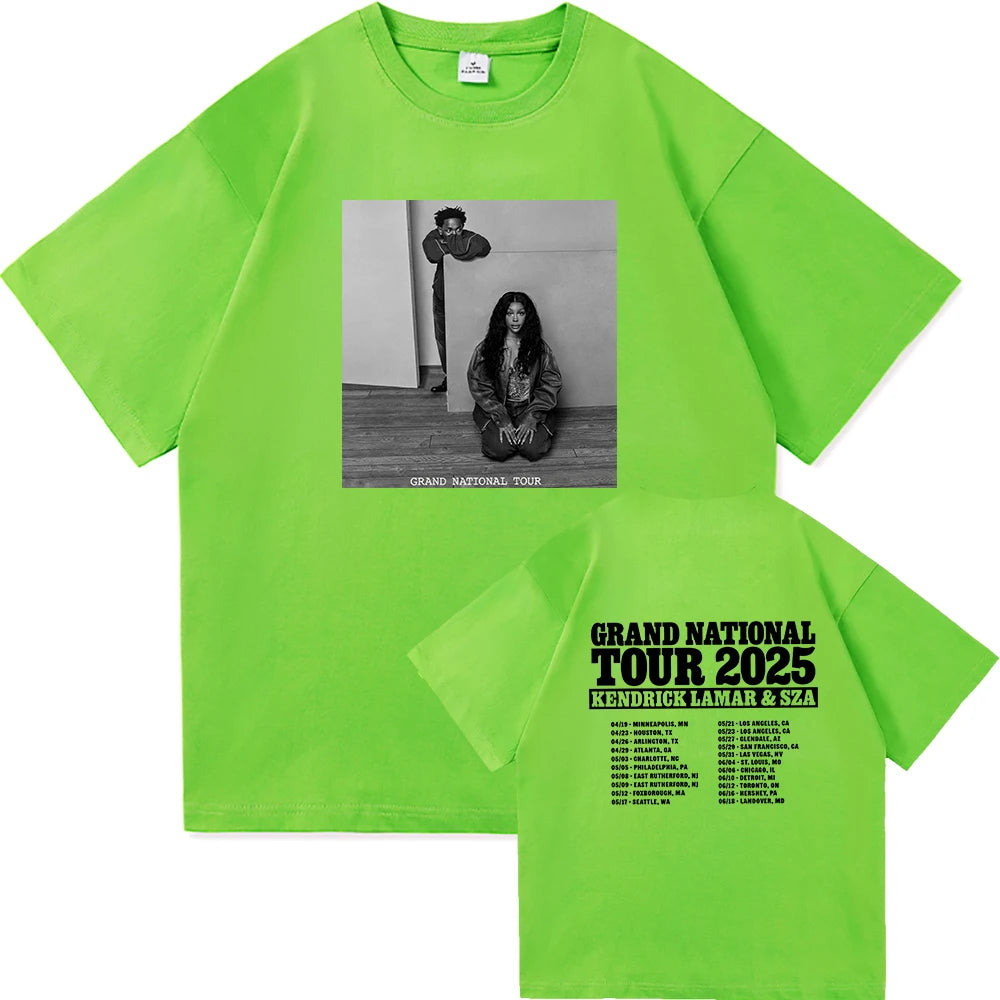 Kendrick Lamar & SZA Tour 2025 Vintage T-Shirt – Harajuku Streetwear, Unisex Oversized Cotton Tee