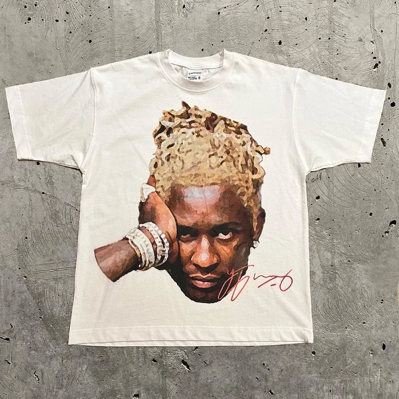 Y2K Harajuku Hip-Hop Portrait T-Shirt – Bold Streetwear for Men & Women