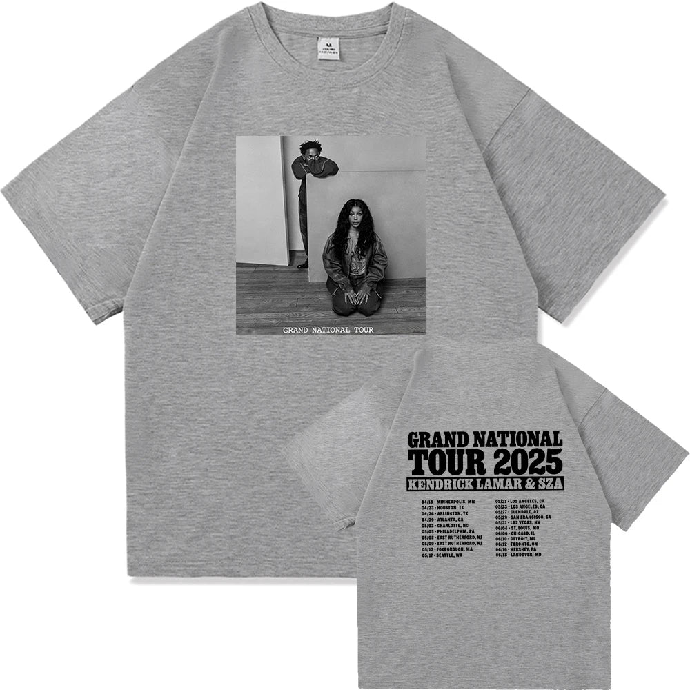 Kendrick Lamar & SZA Tour 2025 Vintage T-Shirt – Harajuku Streetwear, Unisex Oversized Cotton Tee