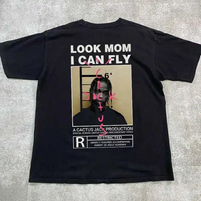 Travis Scott Oversized Hip-Hop T-Shirt – Streetwear Rock Vibes