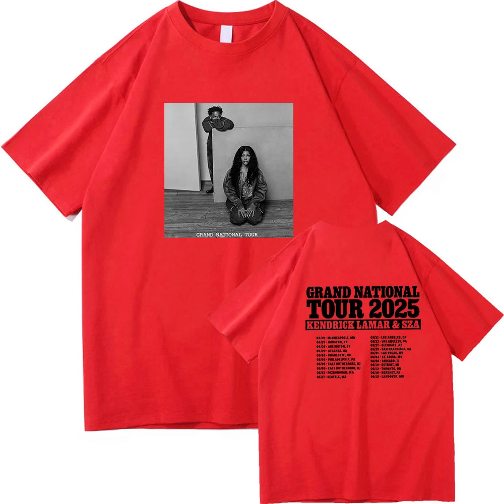 Kendrick Lamar & SZA Tour 2025 Vintage T-Shirt – Harajuku Streetwear, Unisex Oversized Cotton Tee