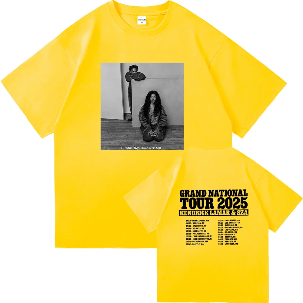 Kendrick Lamar & SZA Tour 2025 Vintage T-Shirt – Harajuku Streetwear, Unisex Oversized Cotton Tee