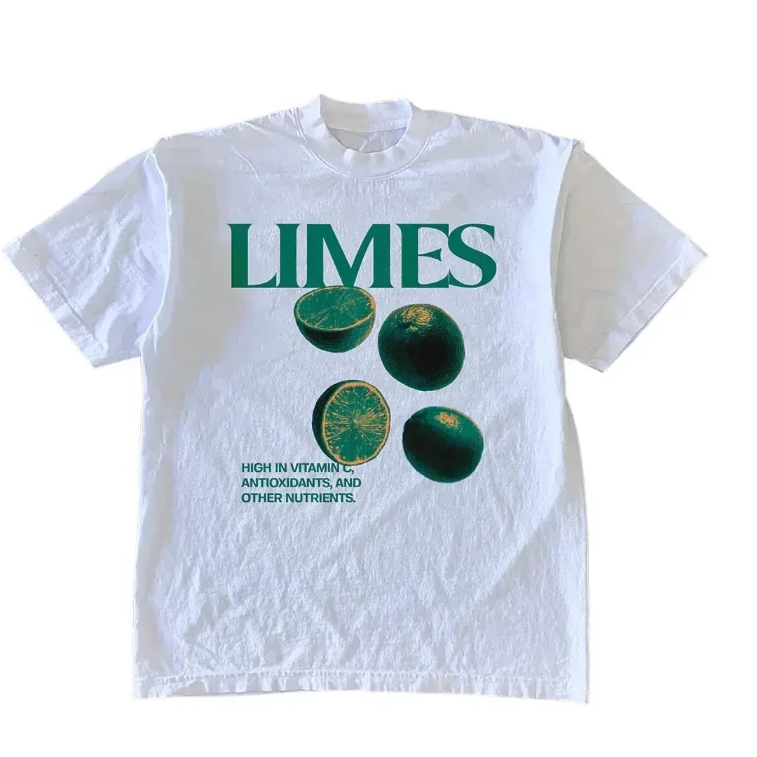 Summer Retro Fruit Print T-Shirt – Fun & Fresh Casual Tees