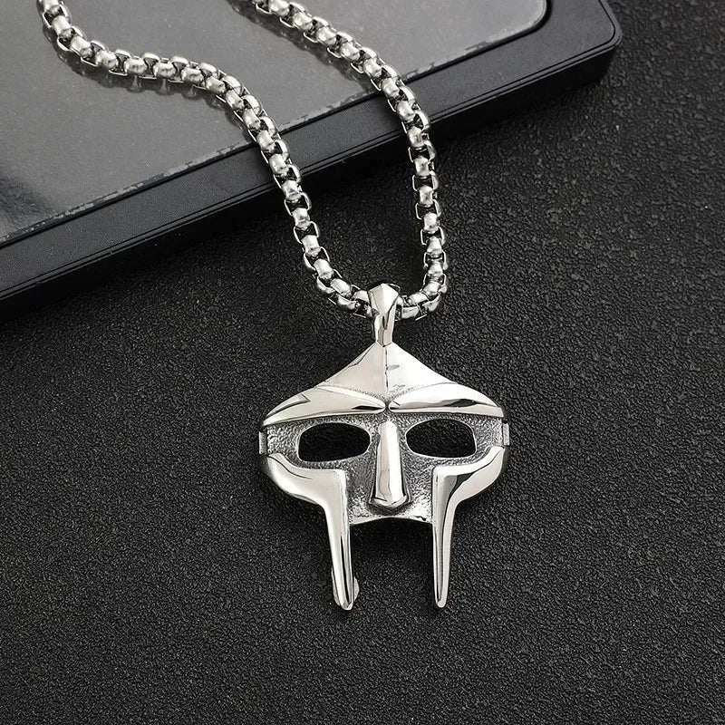 MF DOOM Mask Pendant Necklace – Hip-Hop Streetwear Jewelry