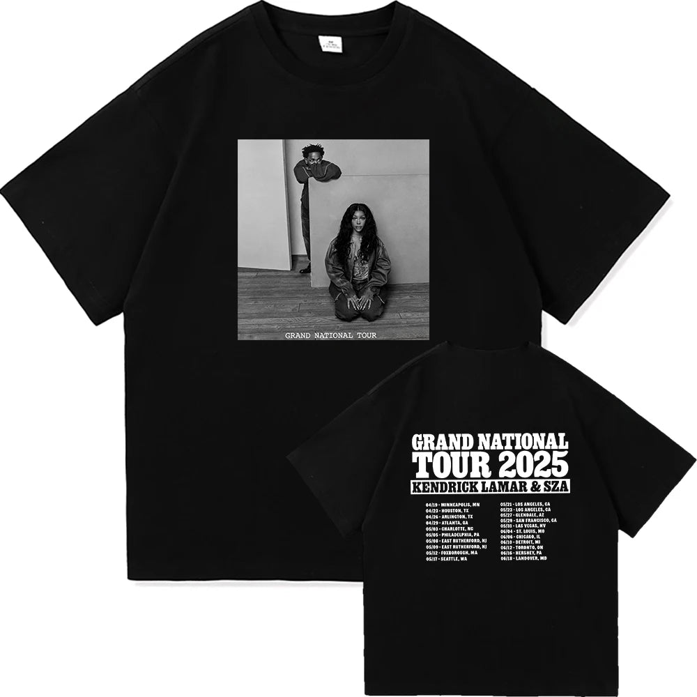 Kendrick Lamar & SZA Tour 2025 Vintage T-Shirt – Harajuku Streetwear, Unisex Oversized Cotton Tee