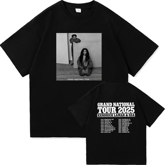 Kendrick Lamar & SZA Tour 2025 Vintage T-Shirt – Harajuku Streetwear, Unisex Oversized Cotton Tee