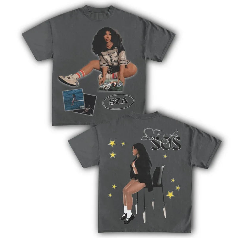 SZA SOS Vintage Cotton T-Shirt for Women – Unisex Retro Music Tee