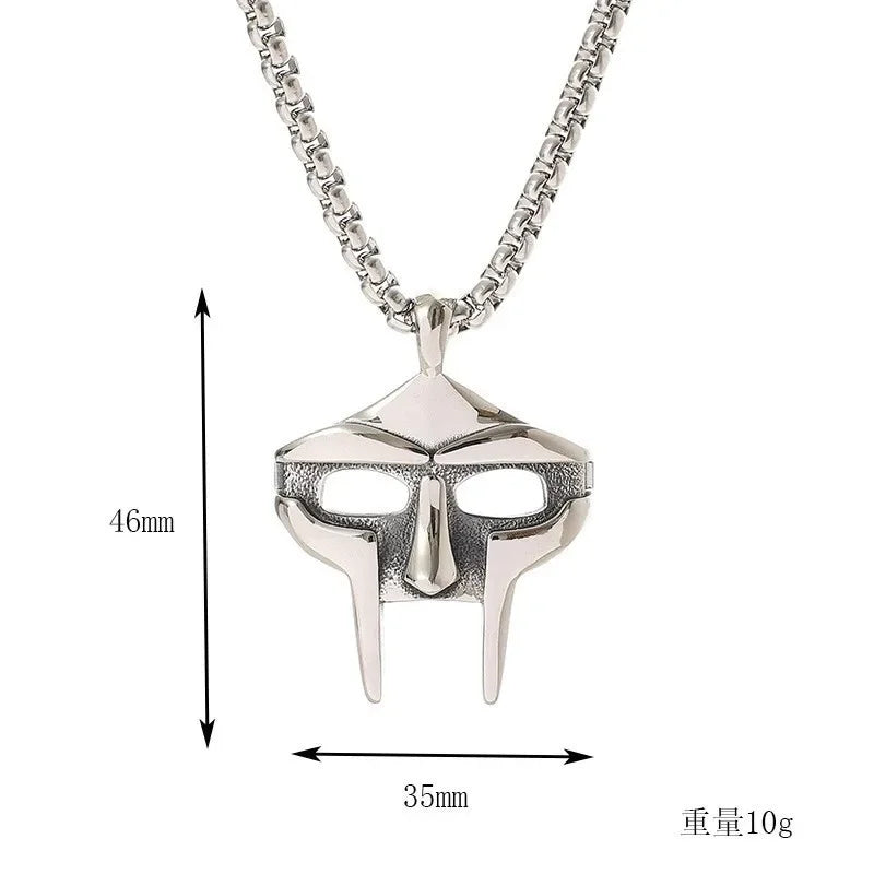 MF DOOM Mask Pendant Necklace – Hip-Hop Streetwear Jewelry