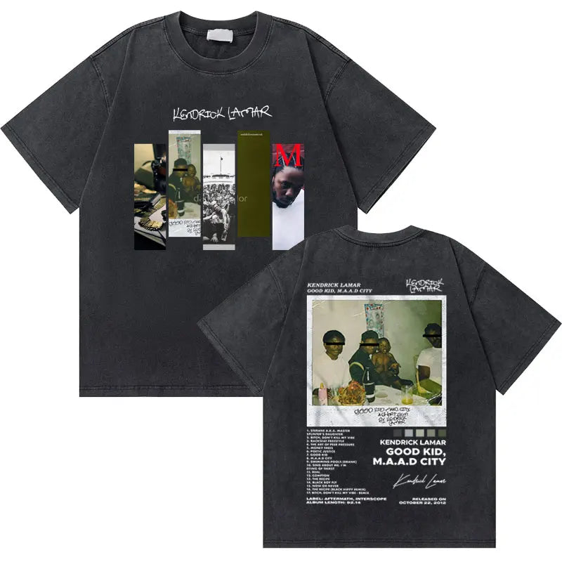 25 styles - Kendrick Lamar "Good Kid, M.A.A.D City" Vintage Washed T-Shirt – Hip-Hop Streetwear Essential