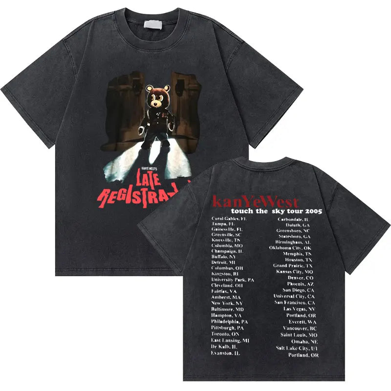 25 Styles - Kanye West "Graduation Bear" Vintage Washed T-Shirt – Hip-Hop Streetwear Essential