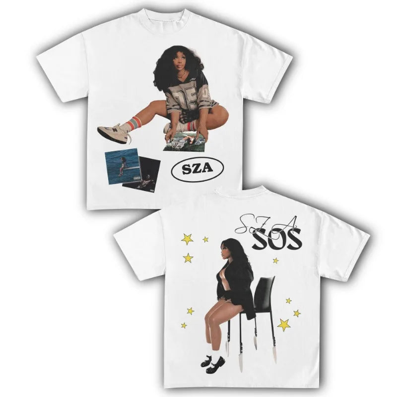 SZA SOS Vintage Cotton T-Shirt for Women – Unisex Retro Music Tee