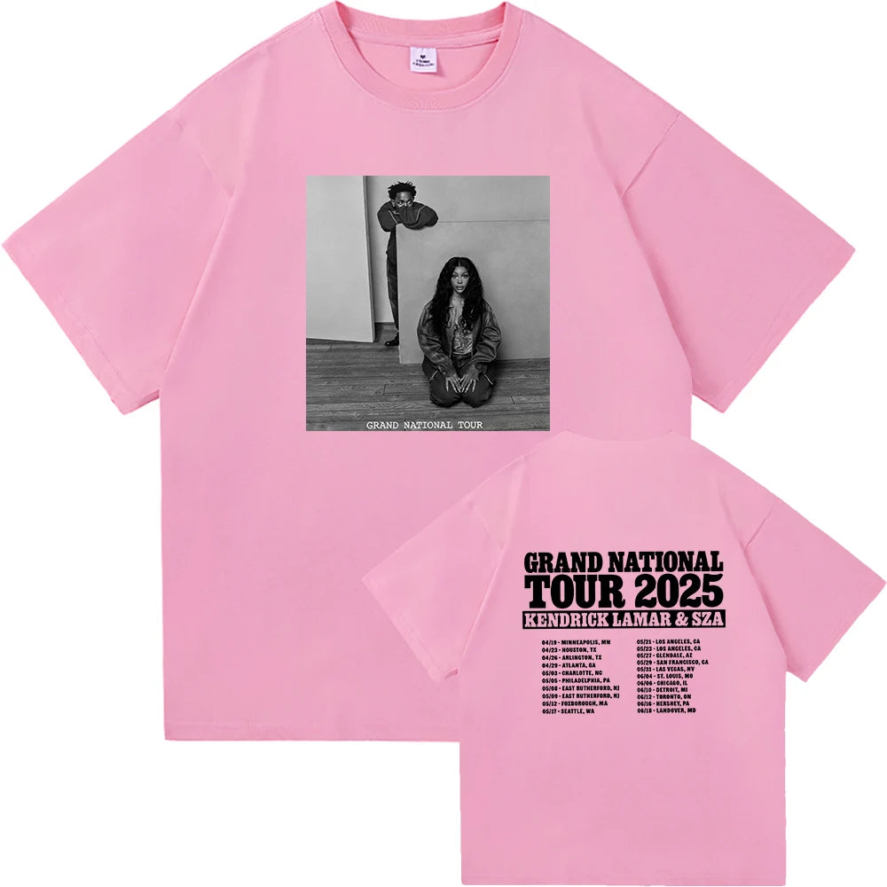 Kendrick Lamar & SZA Tour 2025 Vintage T-Shirt – Harajuku Streetwear, Unisex Oversized Cotton Tee