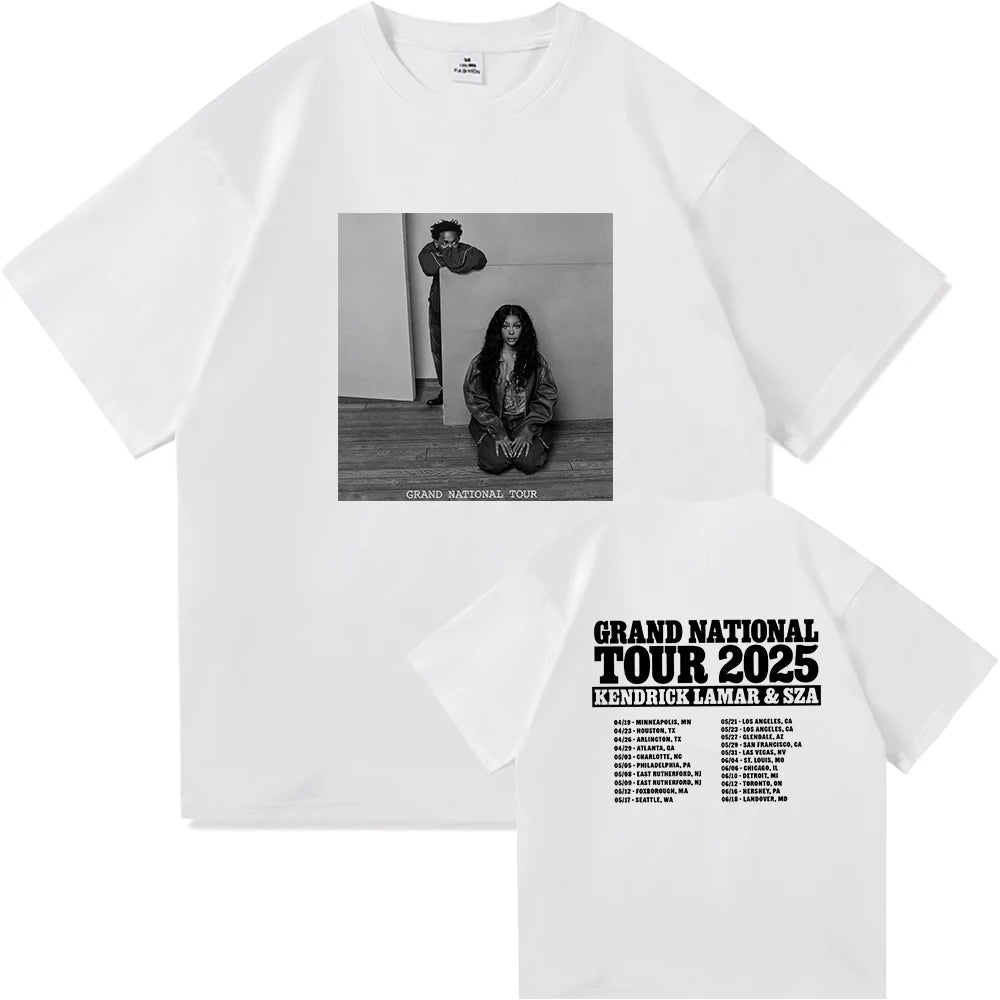 Kendrick Lamar & SZA Tour 2025 Vintage T-Shirt – Harajuku Streetwear, Unisex Oversized Cotton Tee