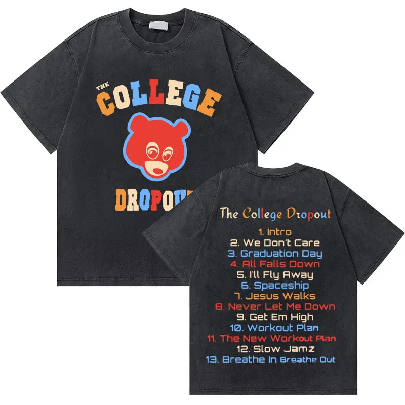 25 Styles - Kanye West "Graduation Bear" Vintage Washed T-Shirt – Hip-Hop Streetwear Essential